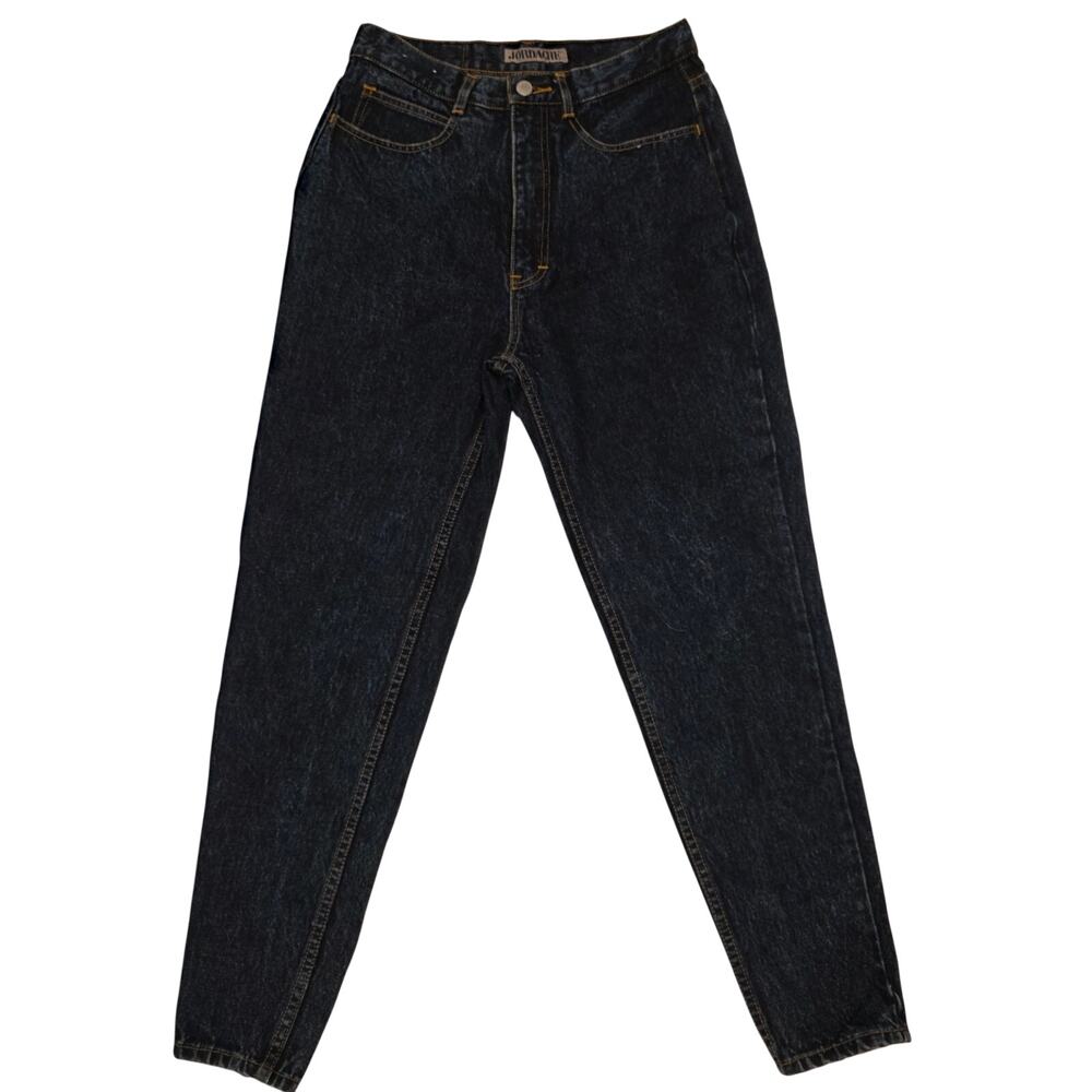 Vtg 80s Jordache Basics High Waisted Ankle Zip Tapered Mom Jeans Dark Wash 13/14